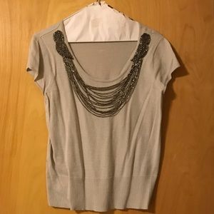 Gray sweater with silver embellishment